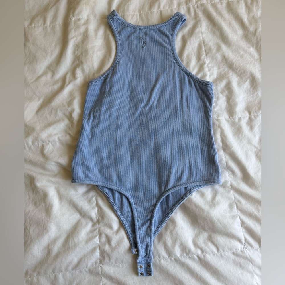 All Saints Light Blue Ribbed Racerback Bodysuit - Picture 2 of 3